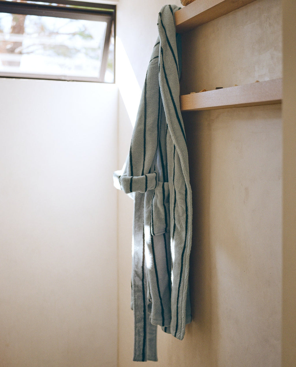 Turkish Cotton Stripe Robe (Sky with Evergreen) - Image 5