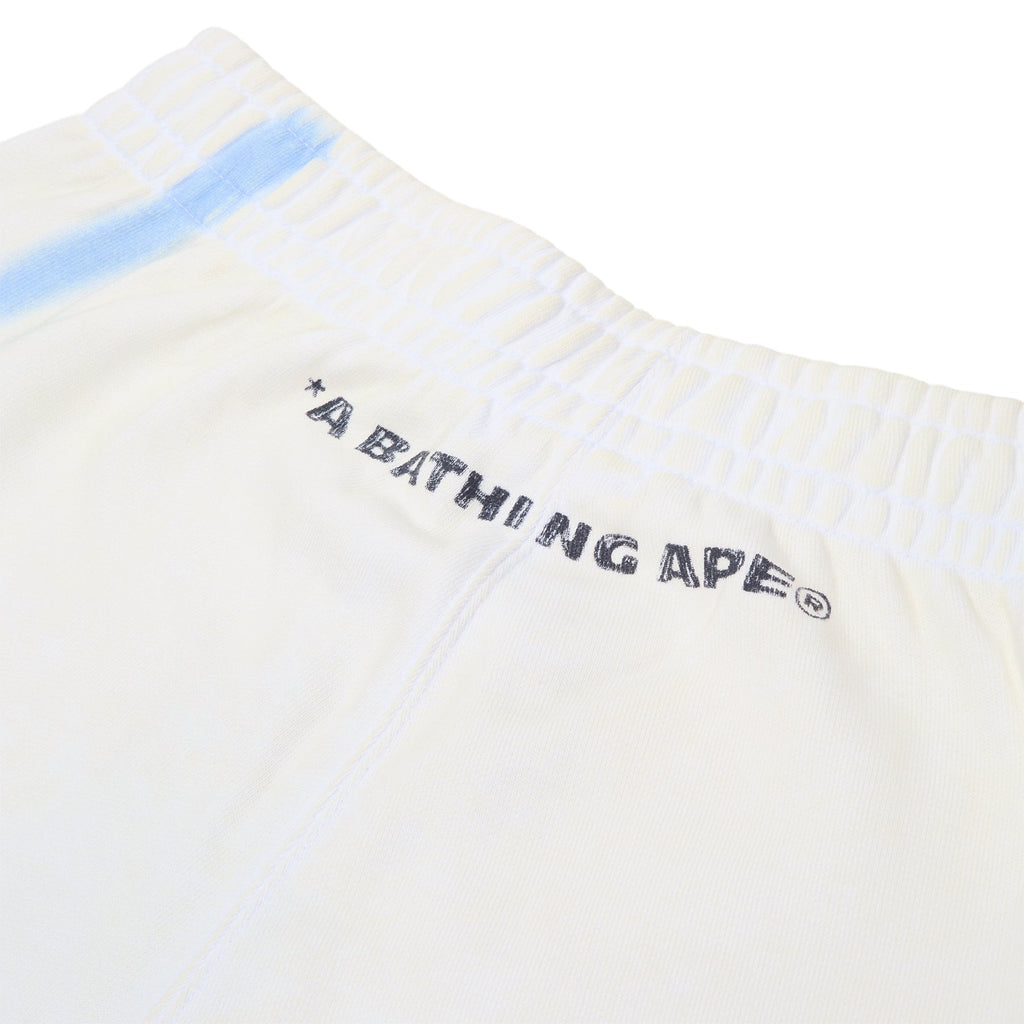 A Bathing Ape Heavy Wash Hand Draw Football Logo Relaxed Fit Sweat Shorts M (White) - Image 7
