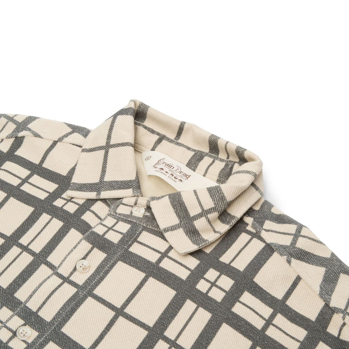 Brain Dead Plaid French Terry Button Up (Sand) - Image 3