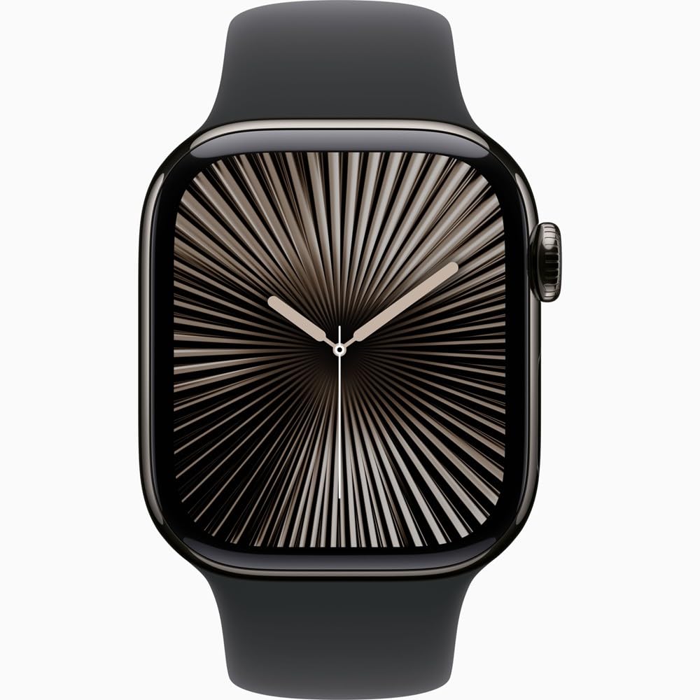 Apple Watch Series 10 (GPS+Cellular) 42mm Slate Titanium Case w/ Black Sport Band - S/M