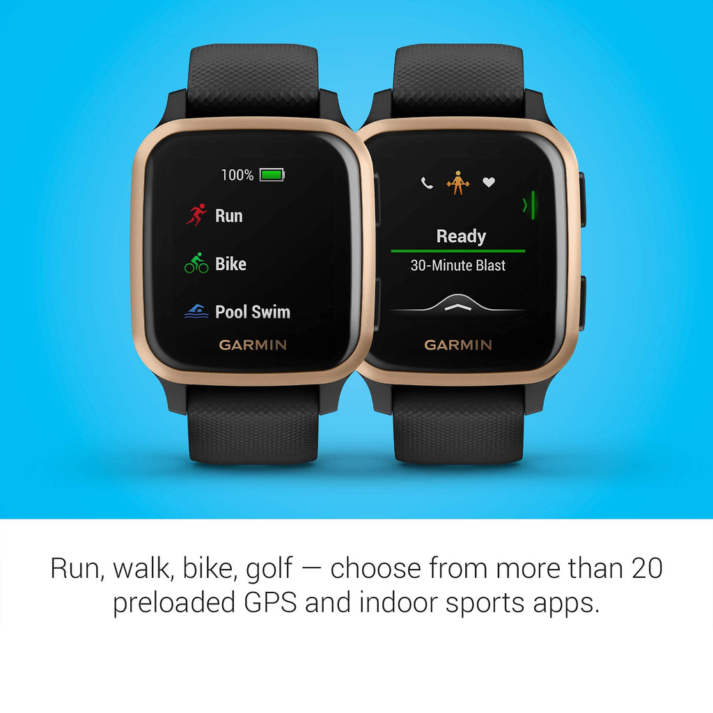 Garmin Venu Sq Music Edition GPS Smartwatch ƒ?? 33mm Rose Gold and Black ƒ?? 010-02426-05