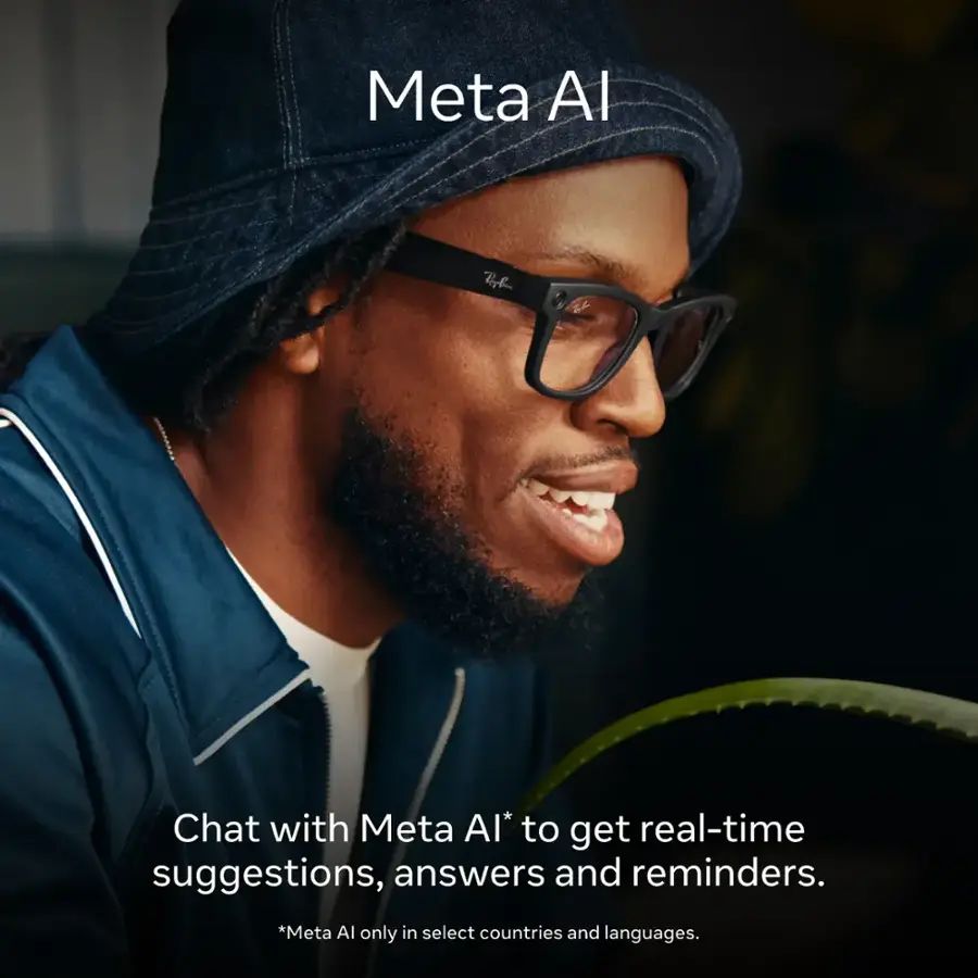 Ray-Ban Meta - Wayfarer glasses with Meta AI, Audio, Photo, Video Compatibility - Clear Lenses - Shinny Black