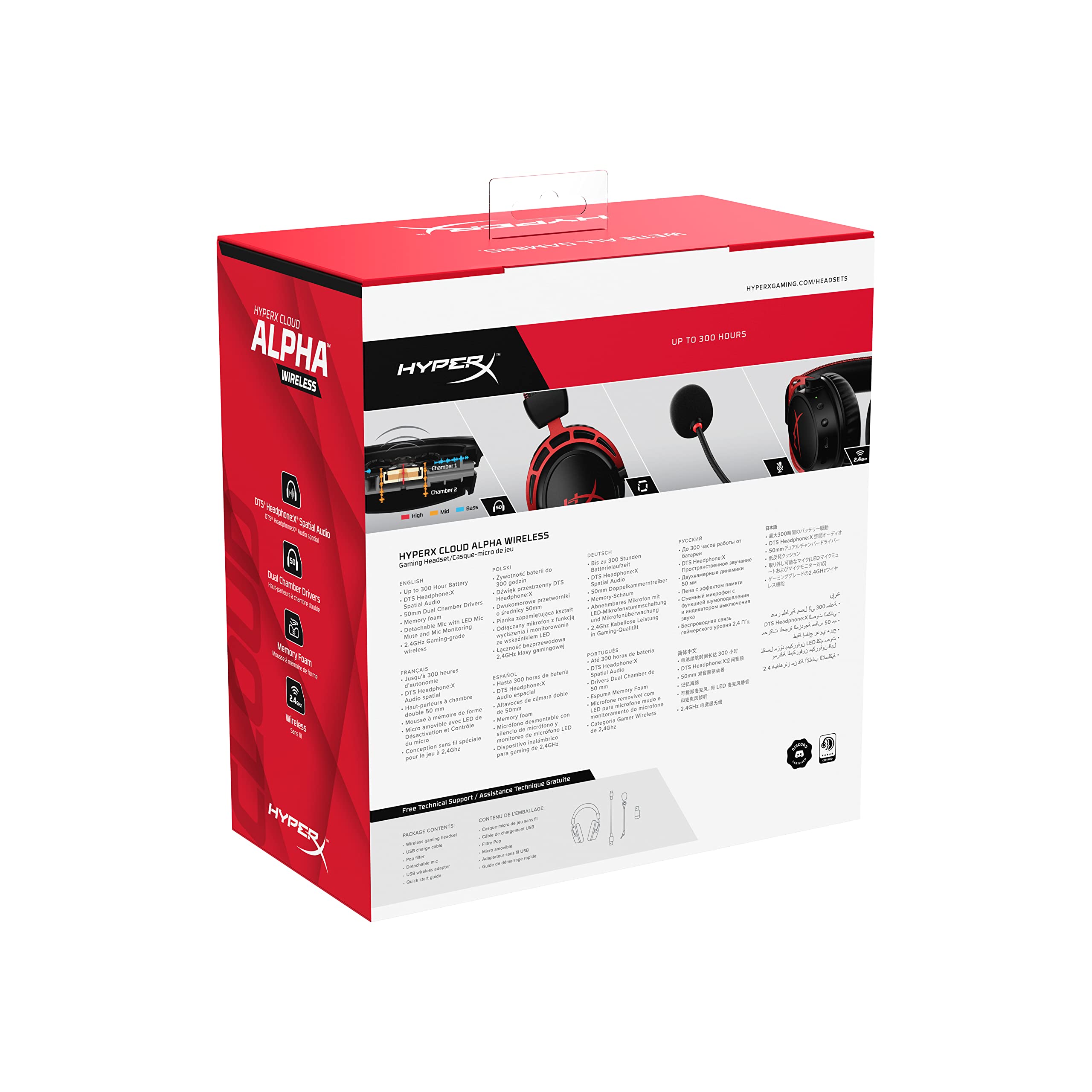 HyperX - Cloud Alpha Wireless Gaming Headset for PC, PS5, and PS4 - Black/Red