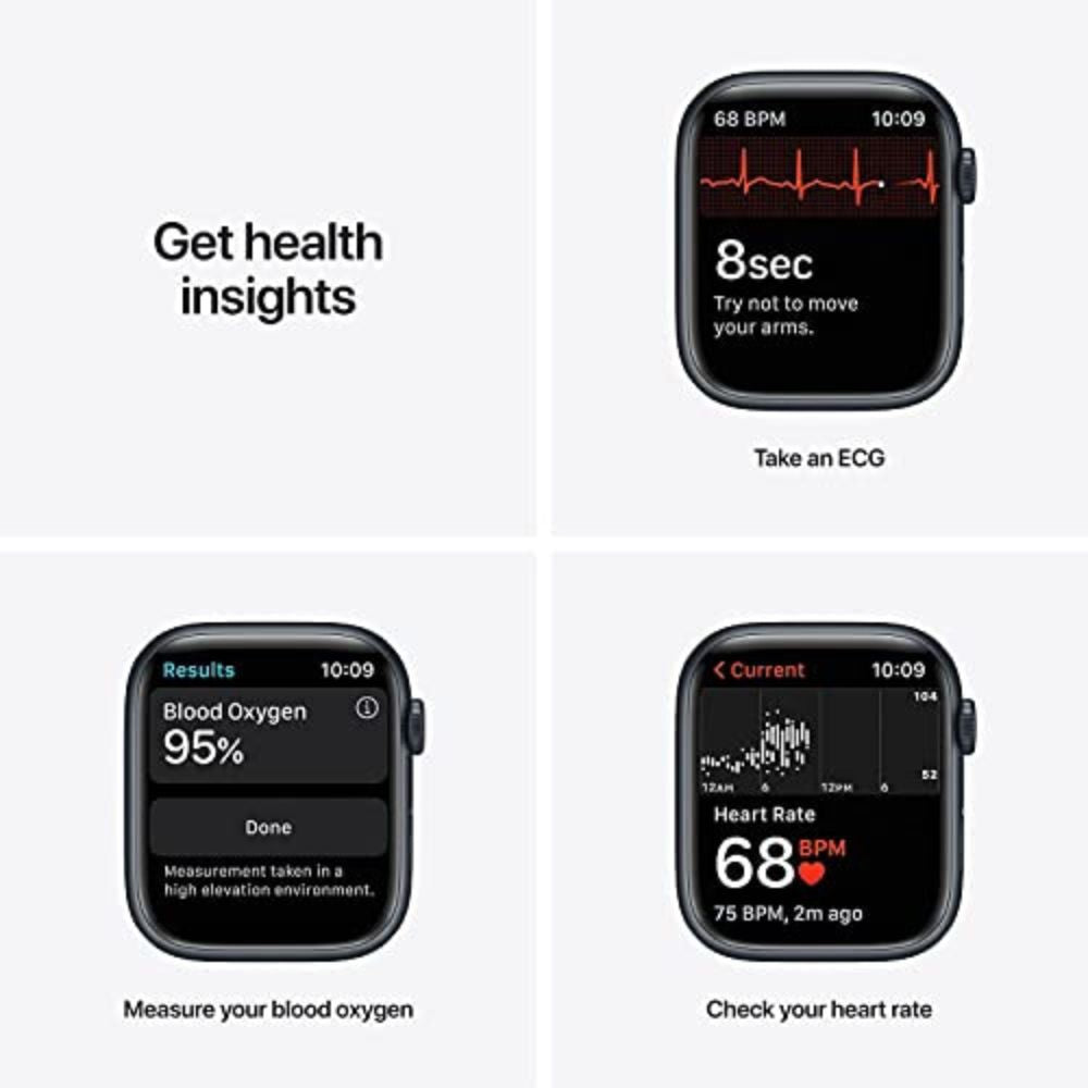 Apple Watch Series 7 (GPS, 45mm) Midnight Aluminum Case with Midnight Sport Band, Regular - MKN53LL/A