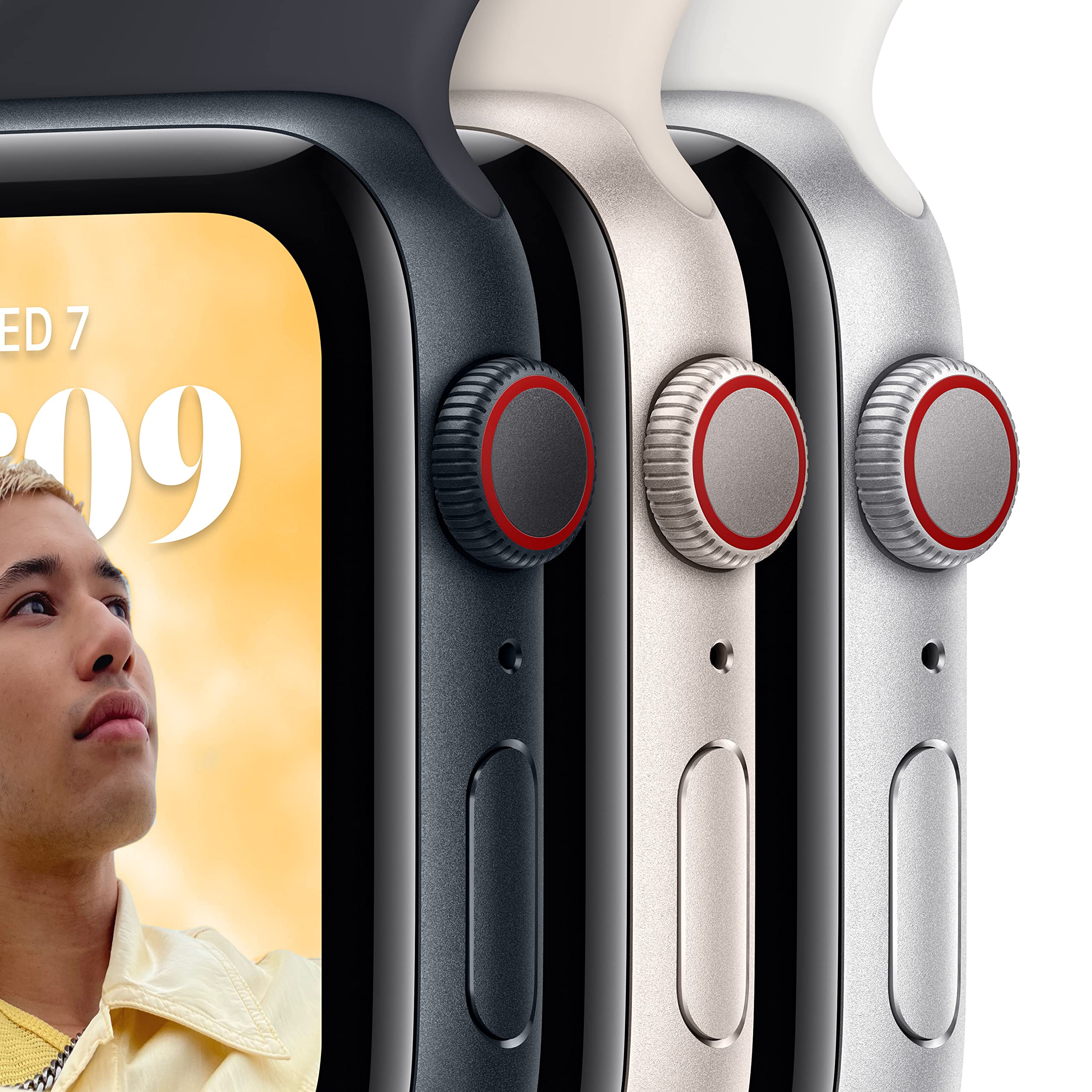 Apple Watch SE 2nd Generation (GPS) 44mm Aluminum Case with Starlight Sport Band - S/M - MNTD3LL/A