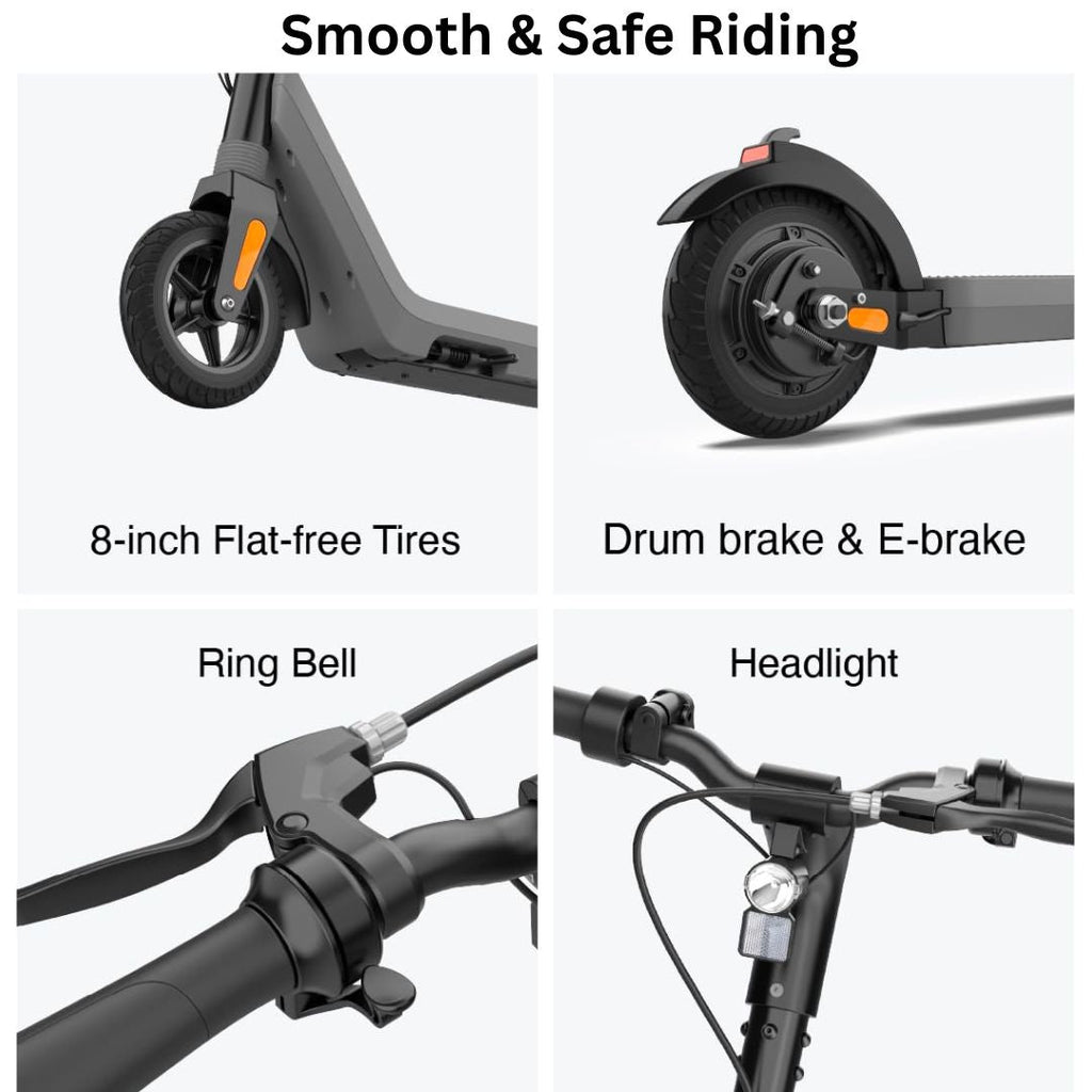 OKAI Zippy ES51 Lightweight & Foldable Electric Scooter W/10.8-Miles Max-Speed Range & 15Mph Max Speed - Gray