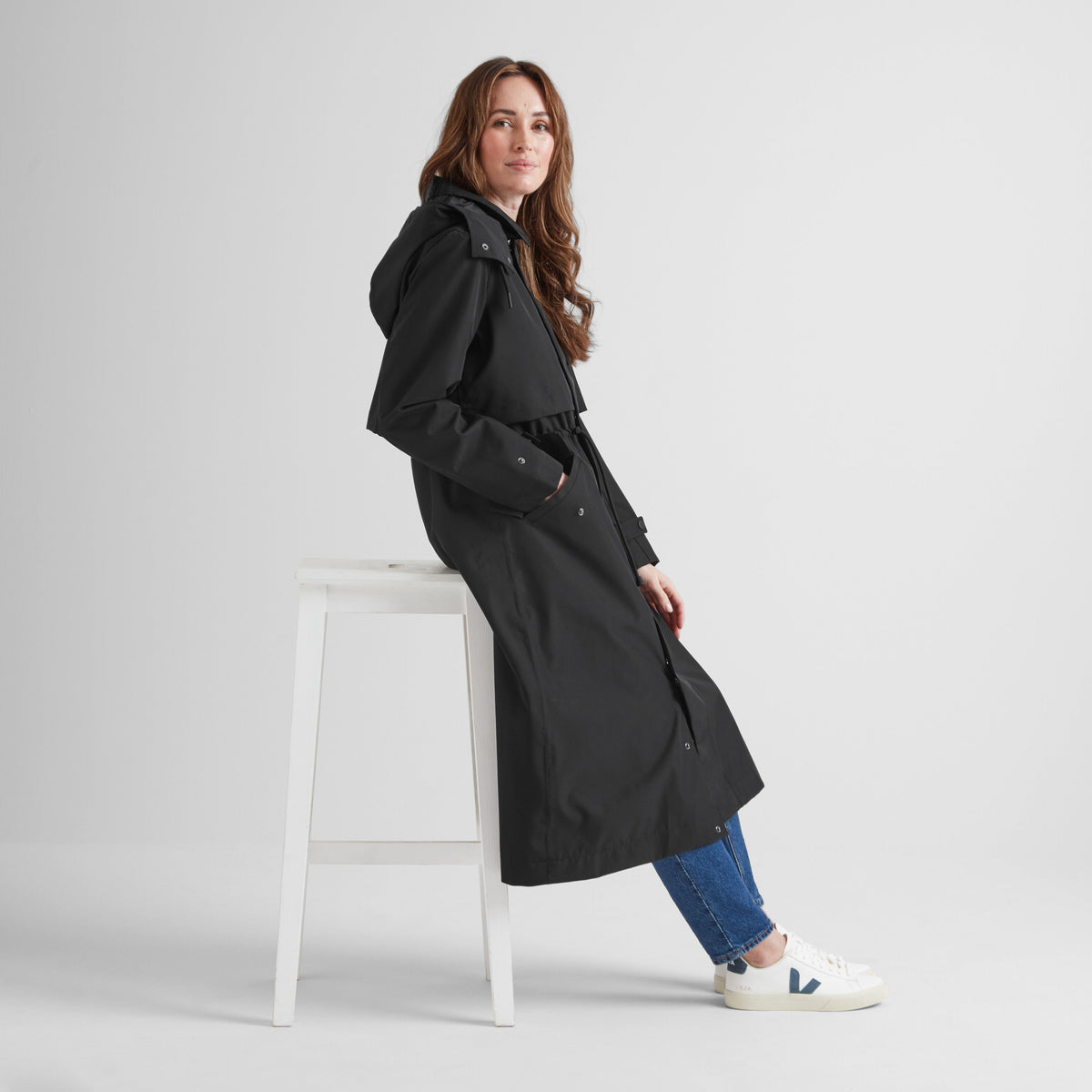 Alva Womens Waterproof Trench Coat - Black - Image 10