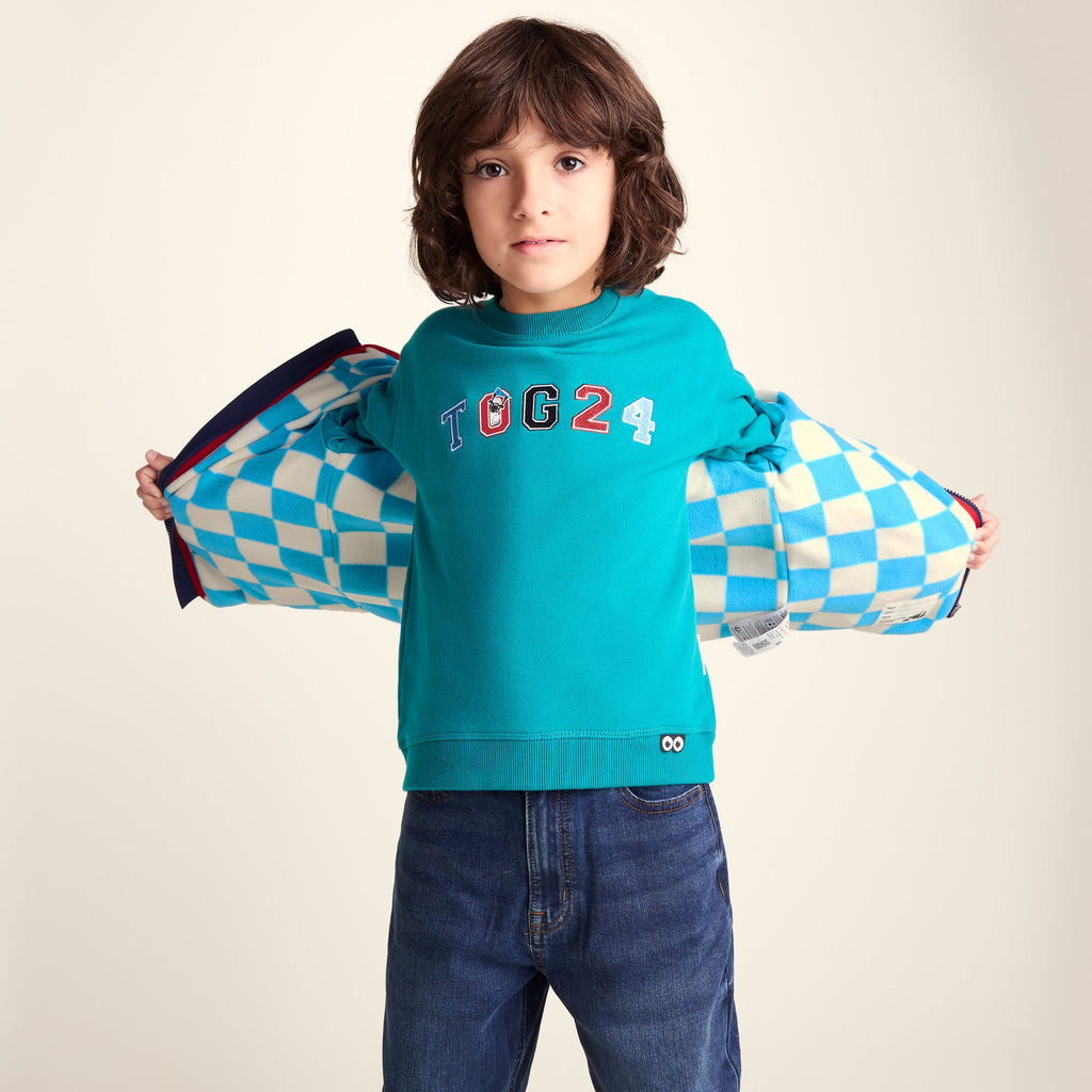 Arapawa Shaun the Sheep Kids Insulated Quilted Coat Microfleece Lining - Peacock Green - Image 10