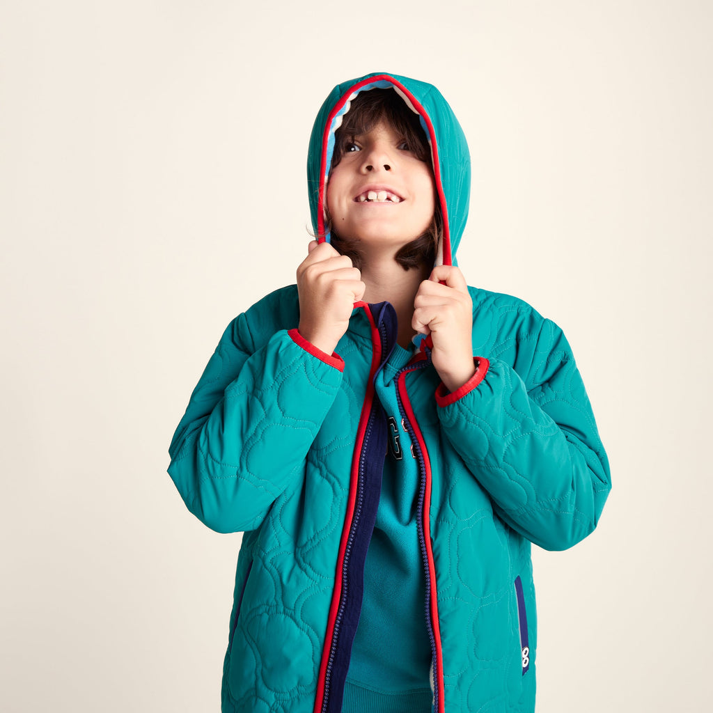 Arapawa Shaun the Sheep Kids Insulated Quilted Coat Microfleece Lining - Peacock Green - Image 8