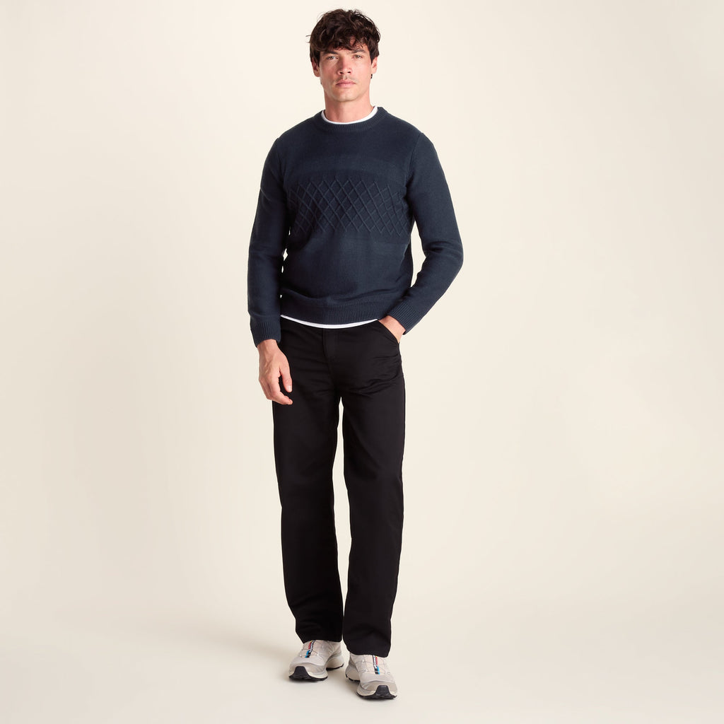 Bart Mens Textured Cable Knit Jumper - Deepest Blue - Image 3