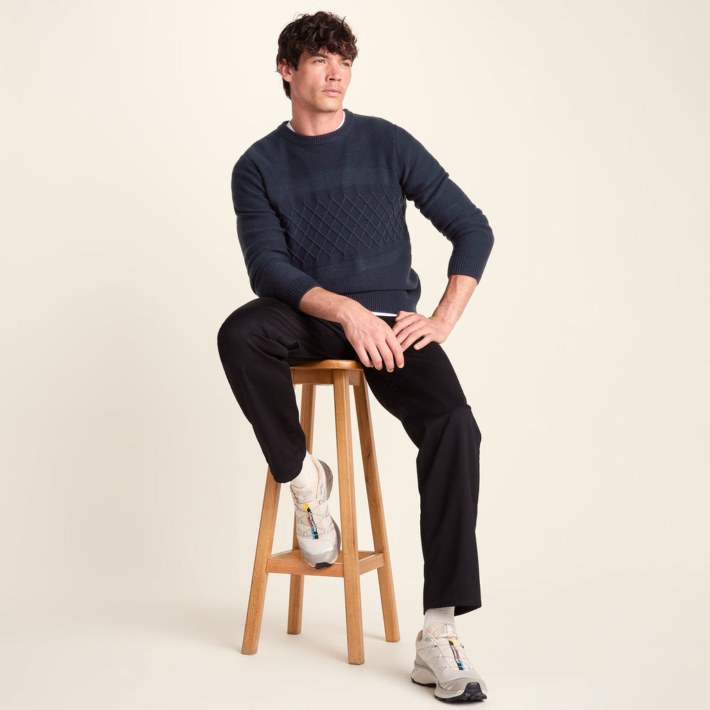 Bart Mens Textured Cable Knit Jumper - Deepest Blue - Image 5