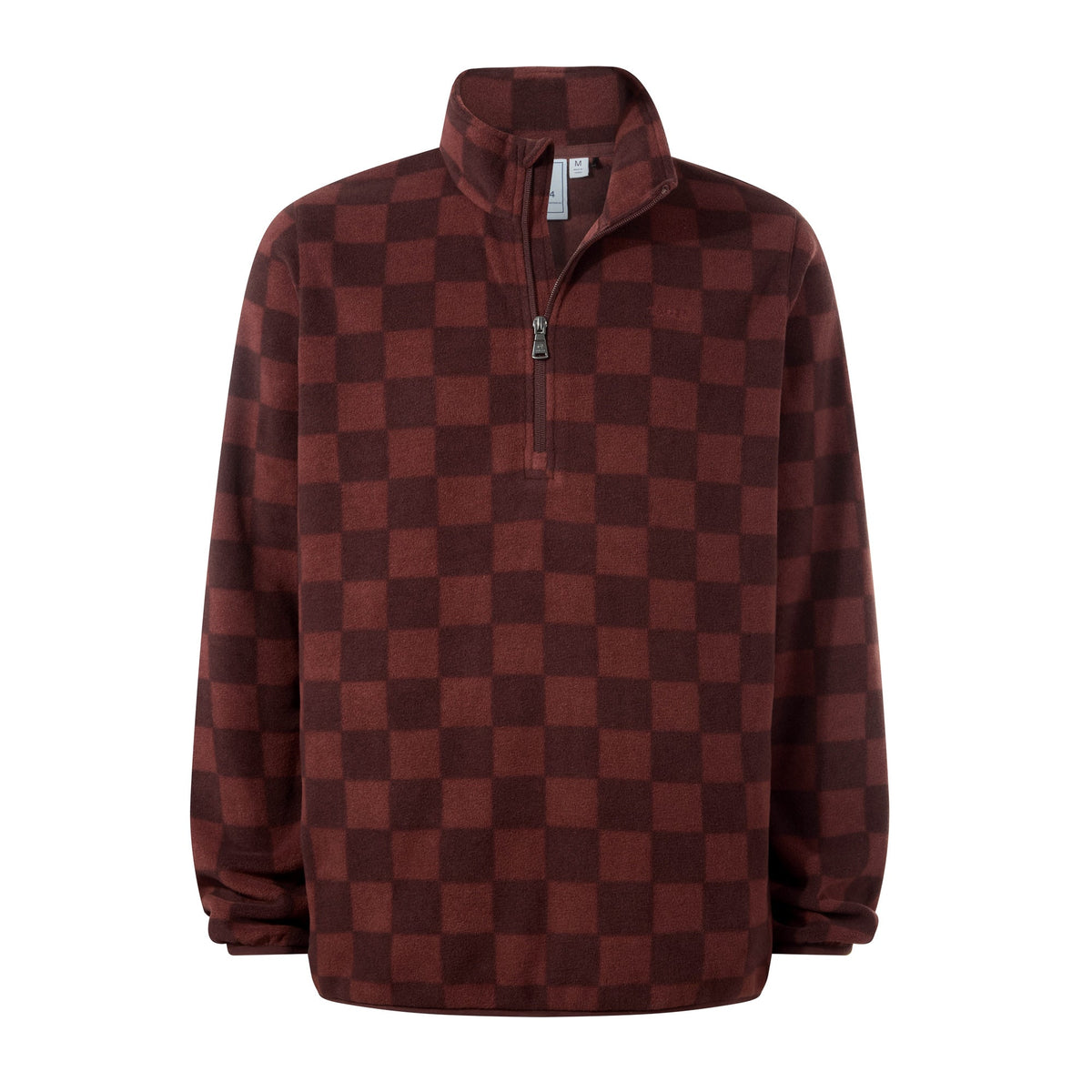 Charlton Mens Printed Midweight Microfleece Half Zip - Brown Checkerboard - Image 6