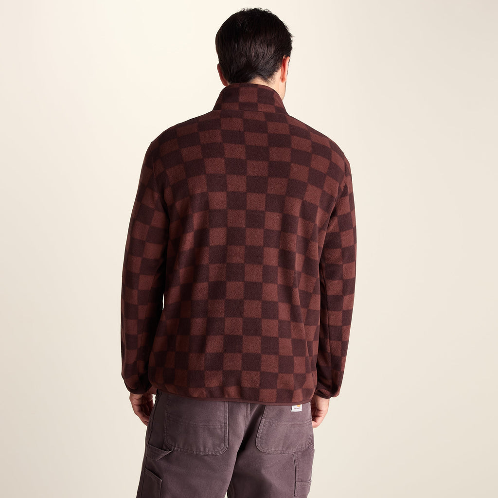 Charlton Mens Printed Midweight Microfleece Half Zip - Brown Checkerboard - Image 3