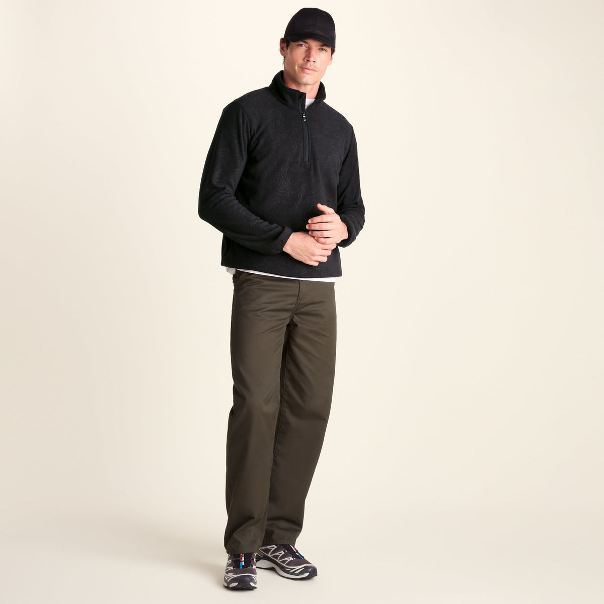 Charlton Mens Printed Midweight Microfleece Half Zip - Terrain Print - Image 2