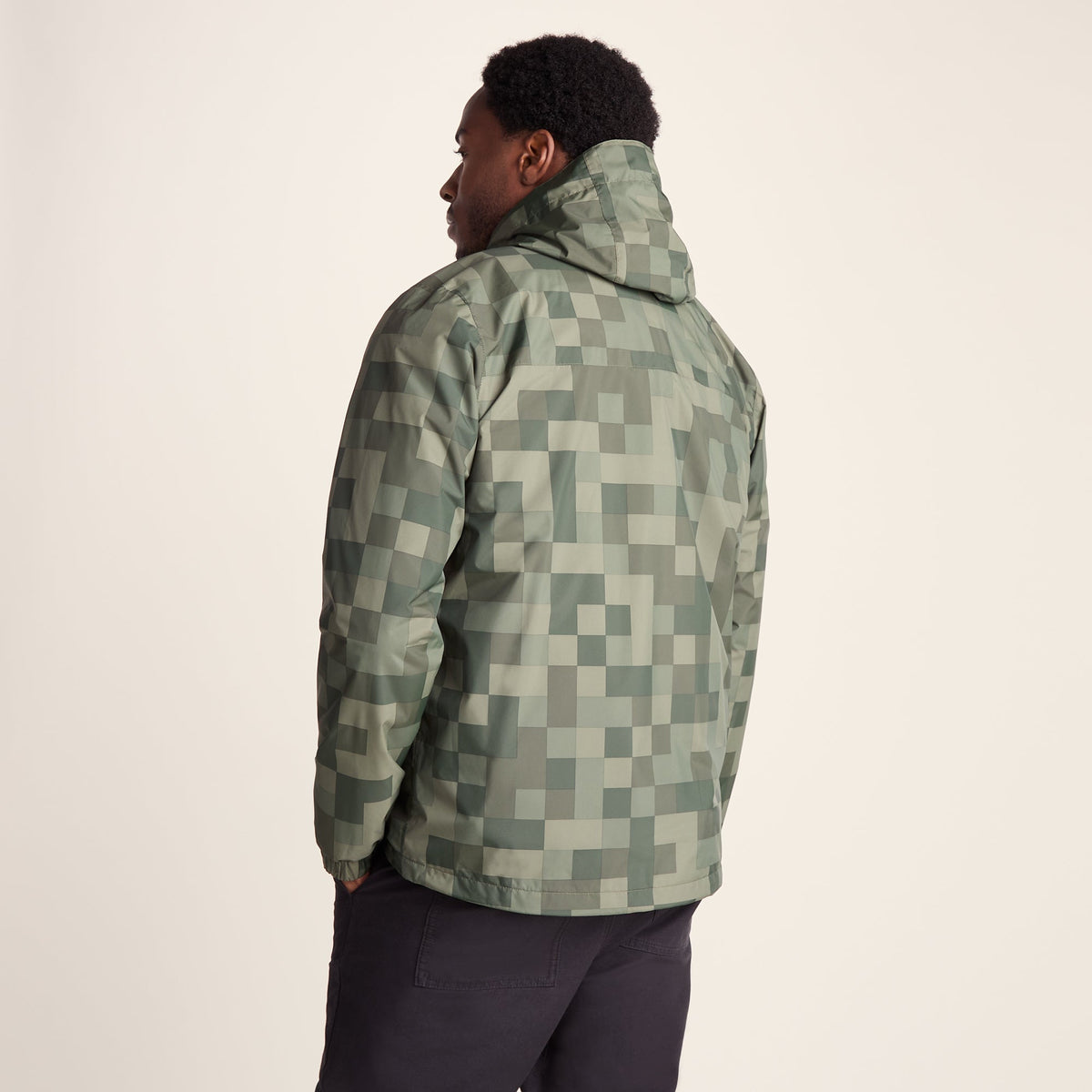 Craven Mens Waterproof Packaway Jacket - Green Pixel - Image 5