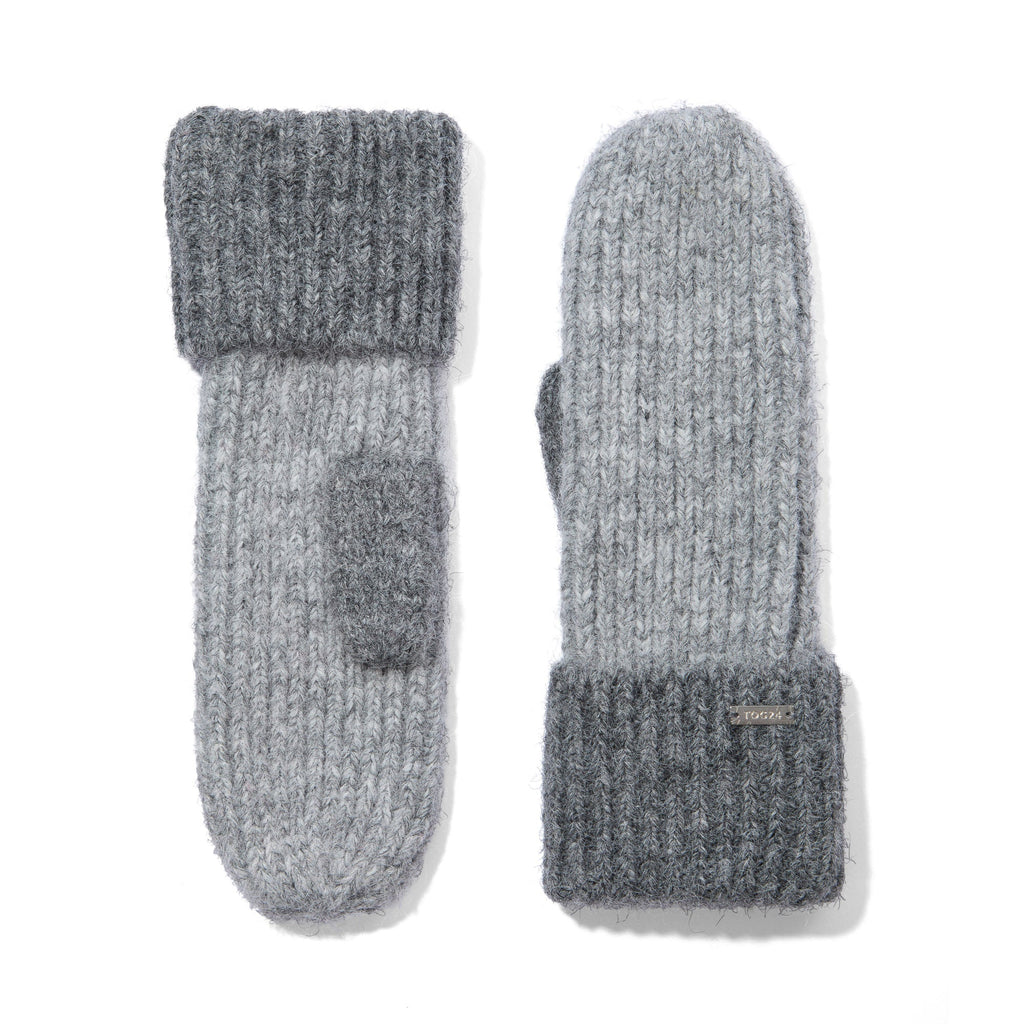 Daz Brushed Colour Block Knit Mitten - Light Grey Melange - Image 4