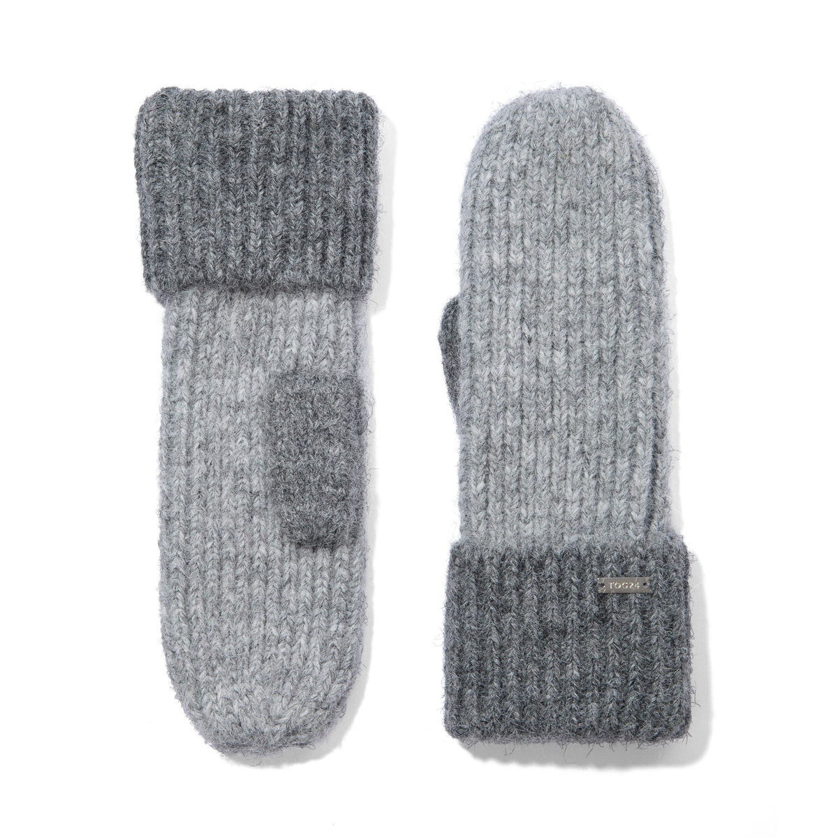 Daz Brushed Colour Block Knit Mitten - Light Grey Melange - Image 4