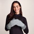 Daz Brushed Colour Block Knit Mitten - Light Grey Melange