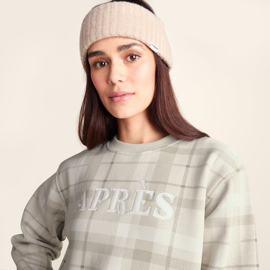 Gina Womens Supersoft Check Print Crew Neck Sweatshirt - Simply Taupe Check - Image 5