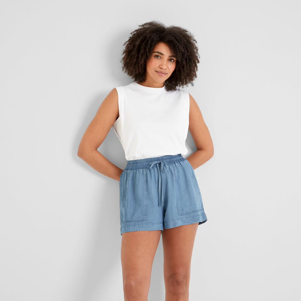 Jessica Womens Tencel Lyocel Shorts - Faded Indigo - Image 2