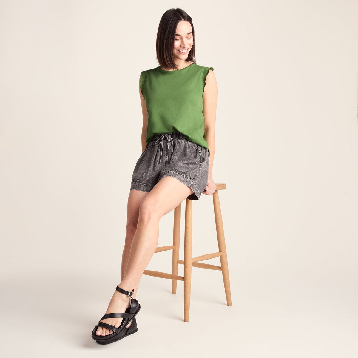 Katie Womens 100% Cotton Supersoft Vest - Dark Matcha - Image 4