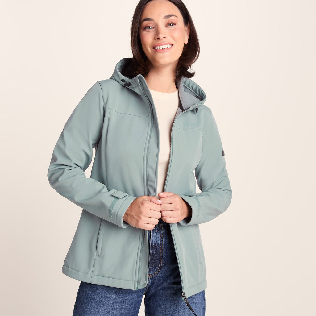 Keld Womens Shower Resistant Hooded Softshell Jacket - Smokey Teal - Image 8