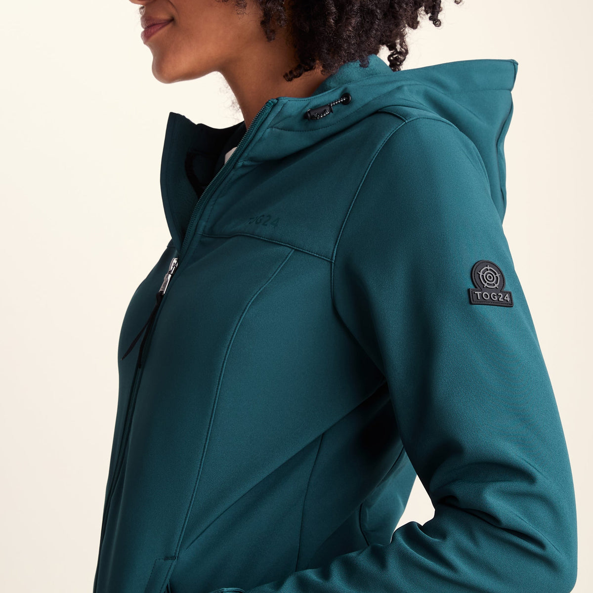 Keld Womens Long Shower Resistant Hooded Softshell Jacket - Petrol Green - Image 6