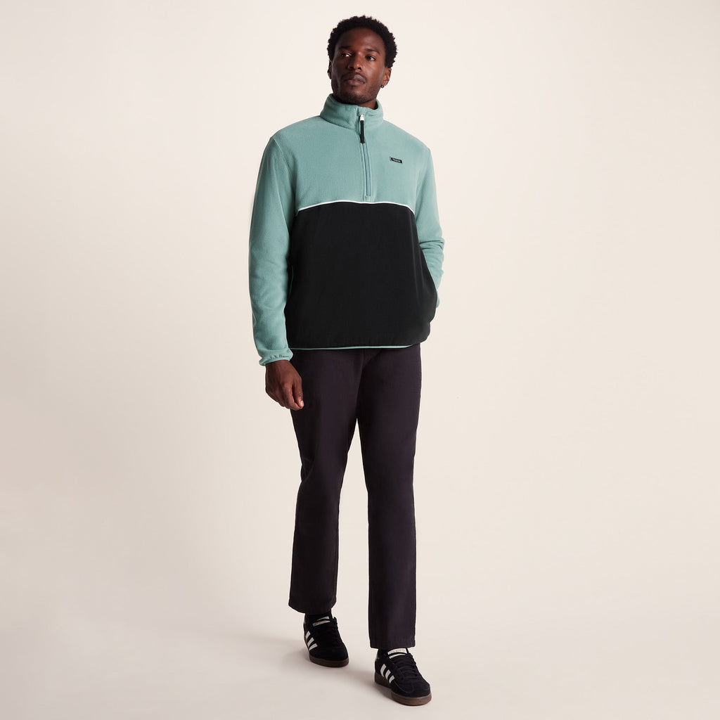 Kirton Mens Relaxed Fit Microfleece Zip Neck - Steel Teal/Black - Image 2