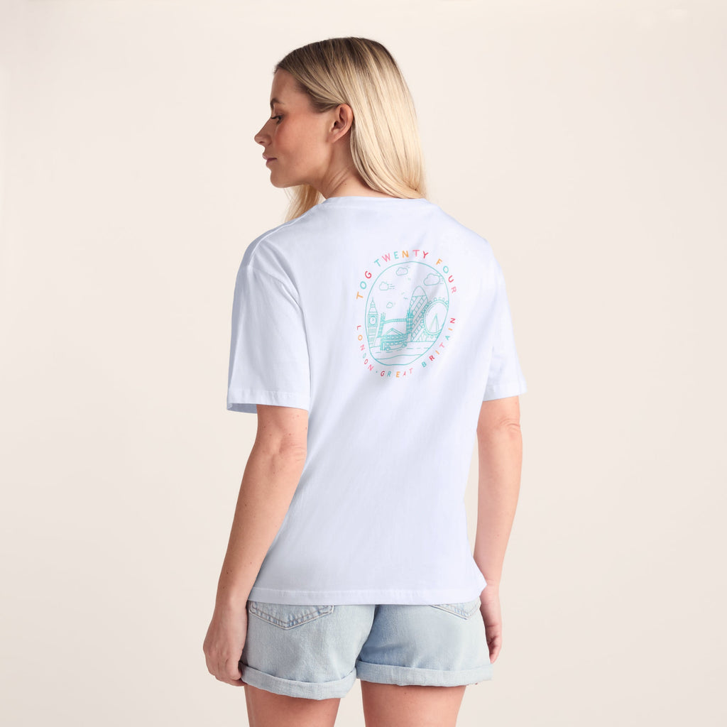 London Womens 100% Cotton Supersoft Relaxed Fit T-Shirt - Optic White - Image 3