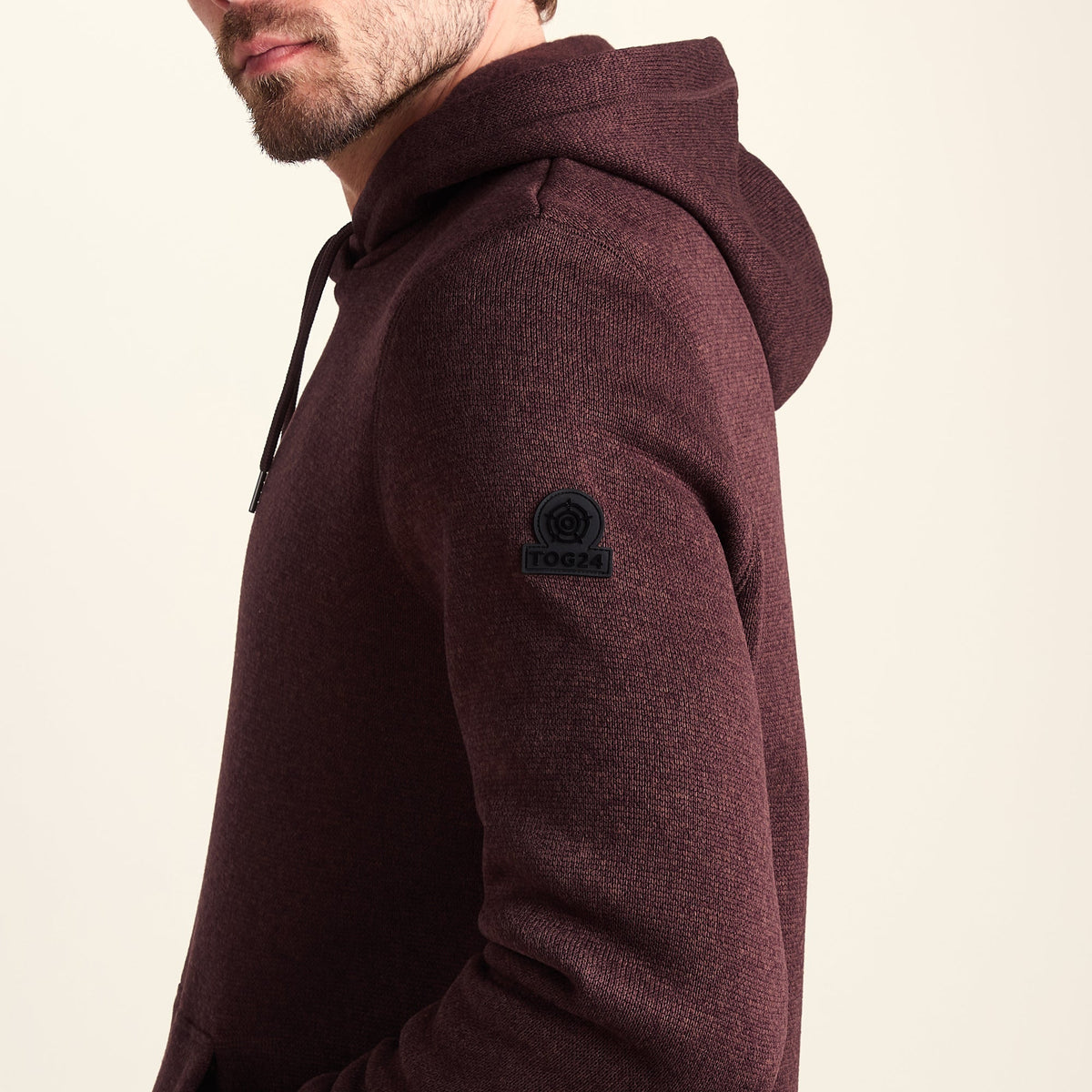 Mosby Mens Supersoft Knitlook Fleece Hoody - Chestnut Brown Melange - Image 6