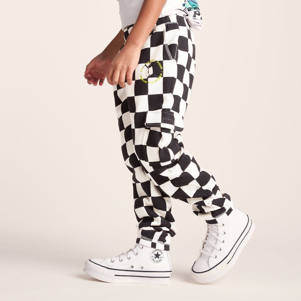 Polypay Kids Shaun the Sheep Sweat Pant - Black Woolly Checkerboard - Image 2