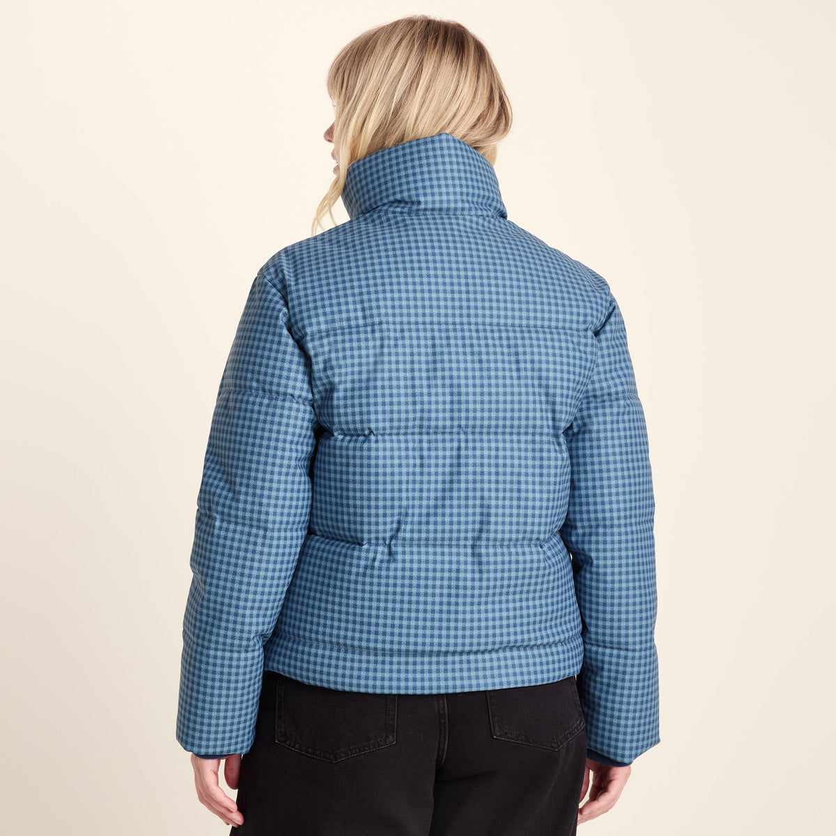 Radcliffe Womens Gingham Check Insulated Padded Jacket - Navy/Grey Gingham - Image 4