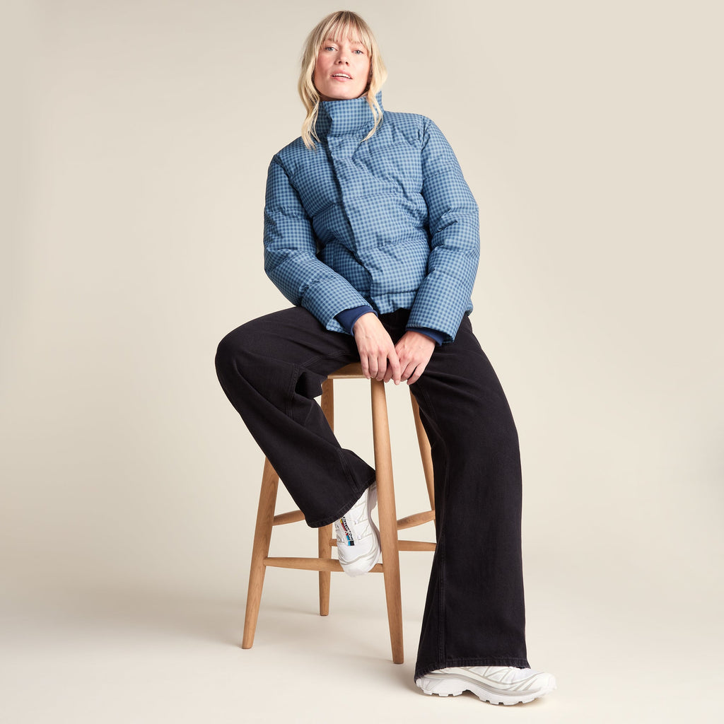 Radcliffe Womens Gingham Check Insulated Padded Jacket - Navy/Grey Gingham - Image 5