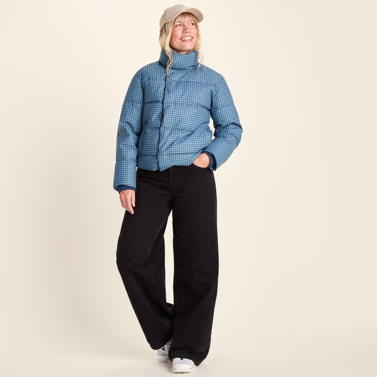 Radcliffe Womens Gingham Check Insulated Padded Jacket - Navy/Grey Gingham - Image 9