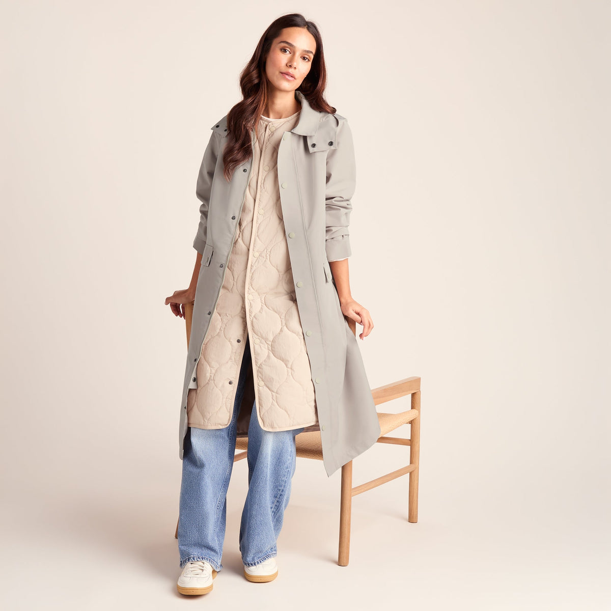 Remi Womens Classic Waterproof Car Coat - Cool Beige - Image 9