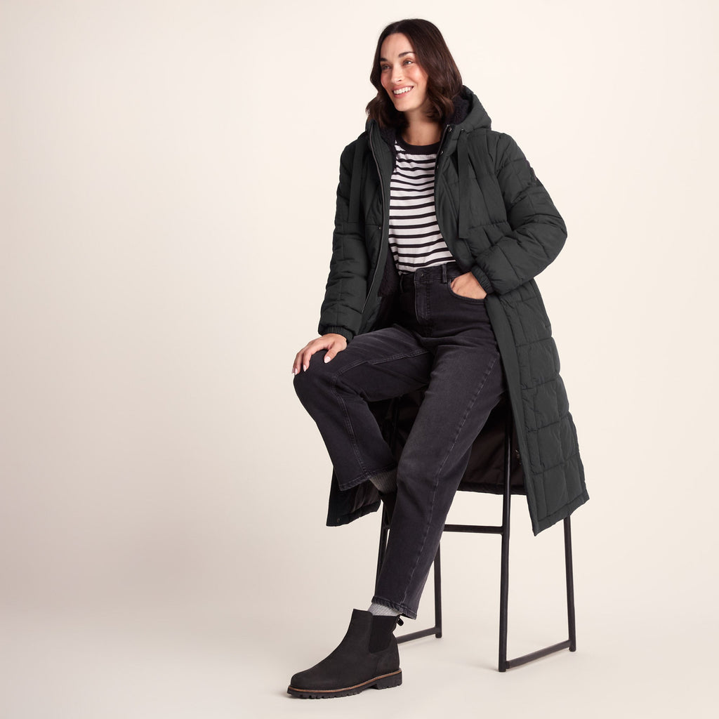 Saga Womens Long Shower Resistant Insulated Jacket - Black - Image 4