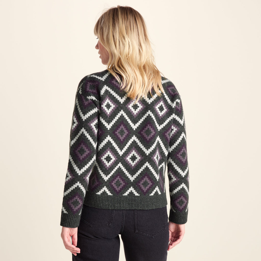 Solana Womens Chunky Fairisle Inspired Knit Jumper - Dark Grey Melange - Image 3