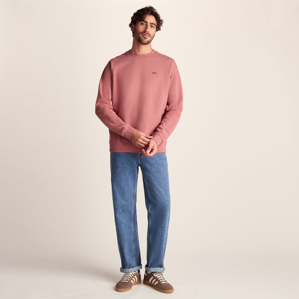 Warren Mens Relaxed Fit 100% Cotton Heavyweight Sweat - Redwood - Image 3