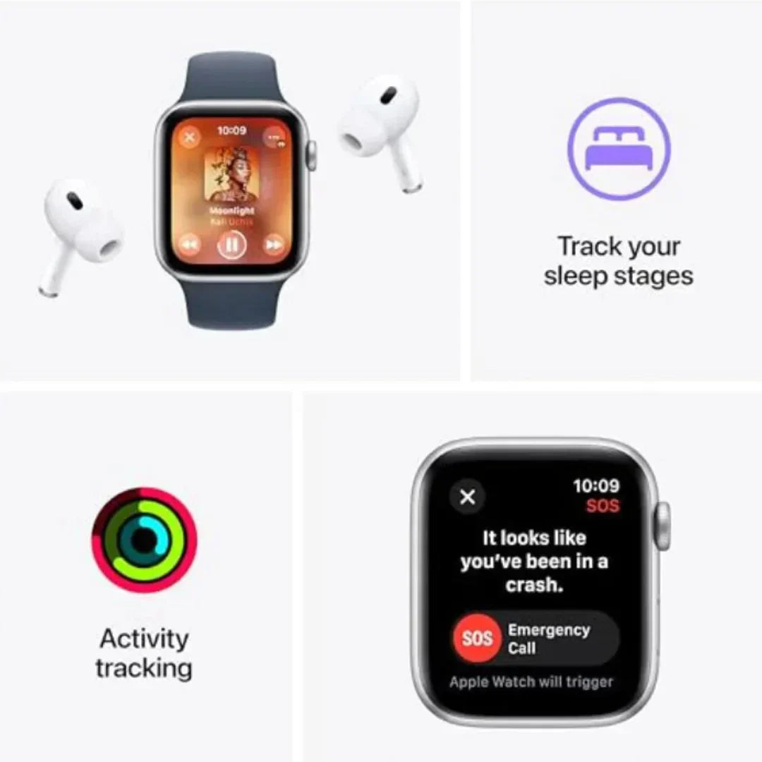 Apple Watch SE 2nd Generation (GPS) 44mm Midnight Aluminum Case with Midnight Sport Loop - MREA3LL/A