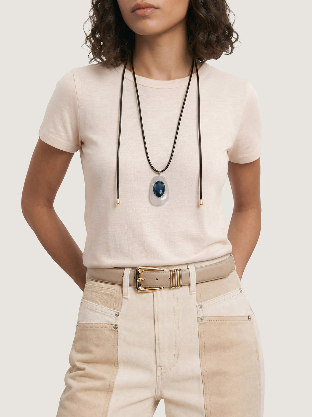 Black Leather Pendant Necklace - Image 5
