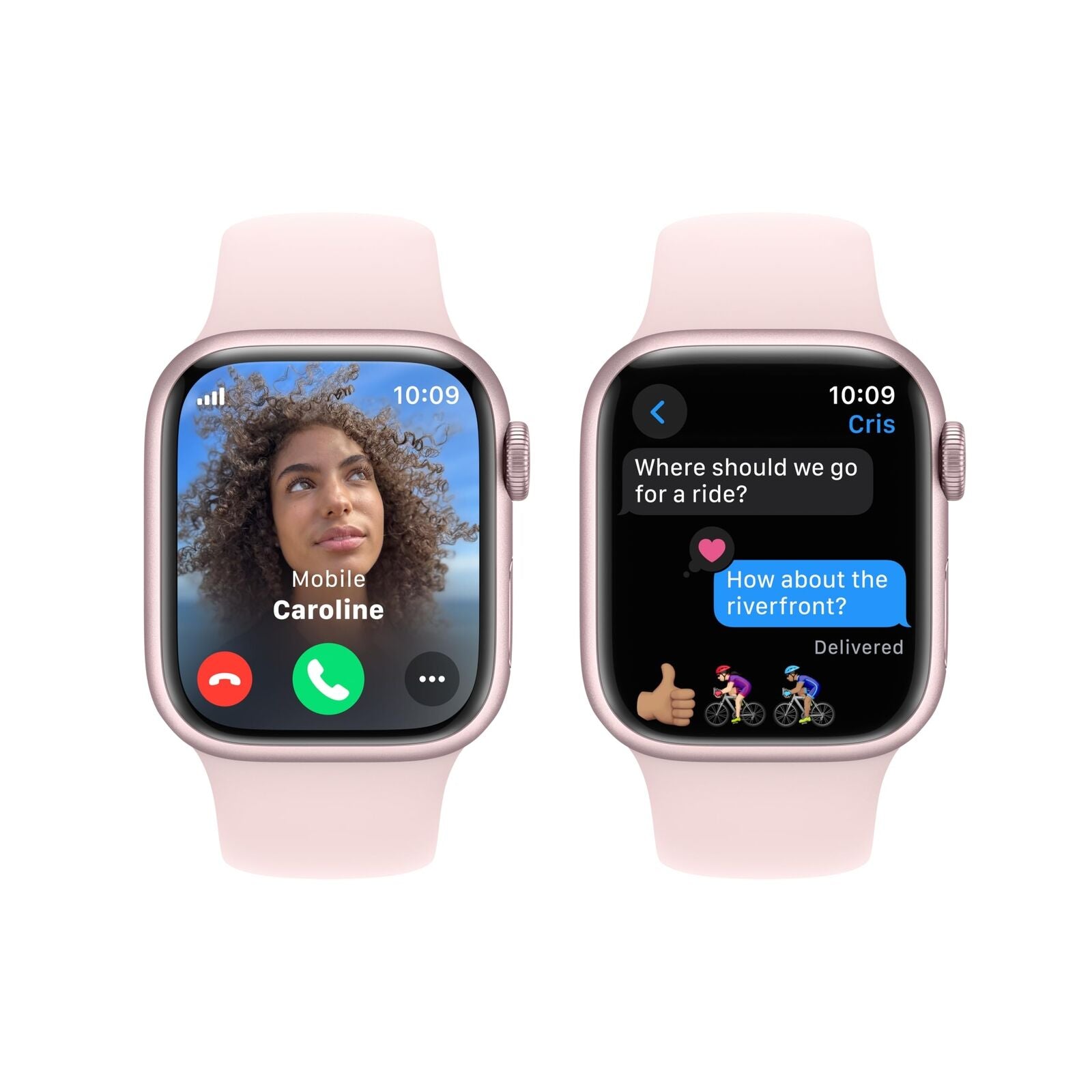 Apple Watch Series 9 (GPS + Cellular) 41mm Aluminum Case with Light Pink Sport Band - S/M - Pink