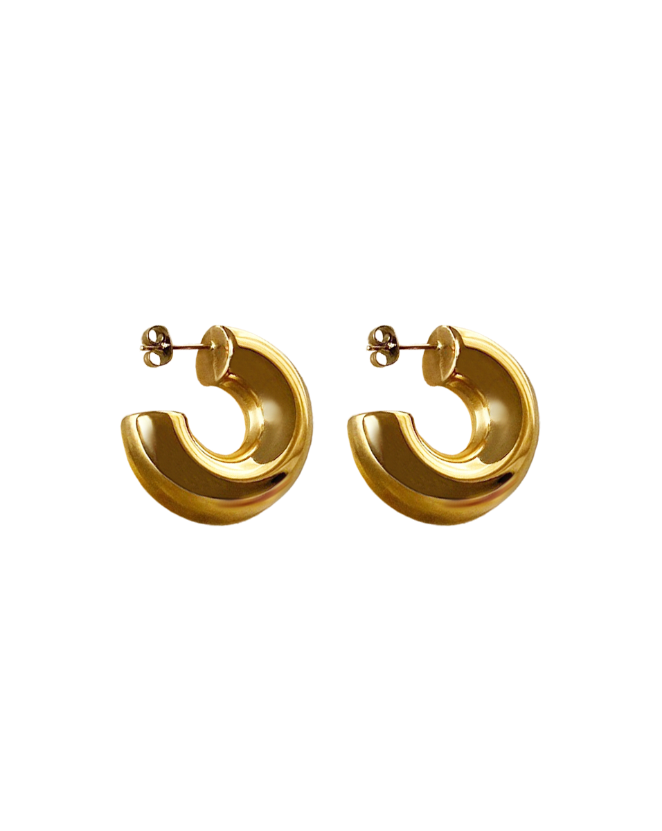 Gold Juliet Chubby Hoop Earrings - Image 2