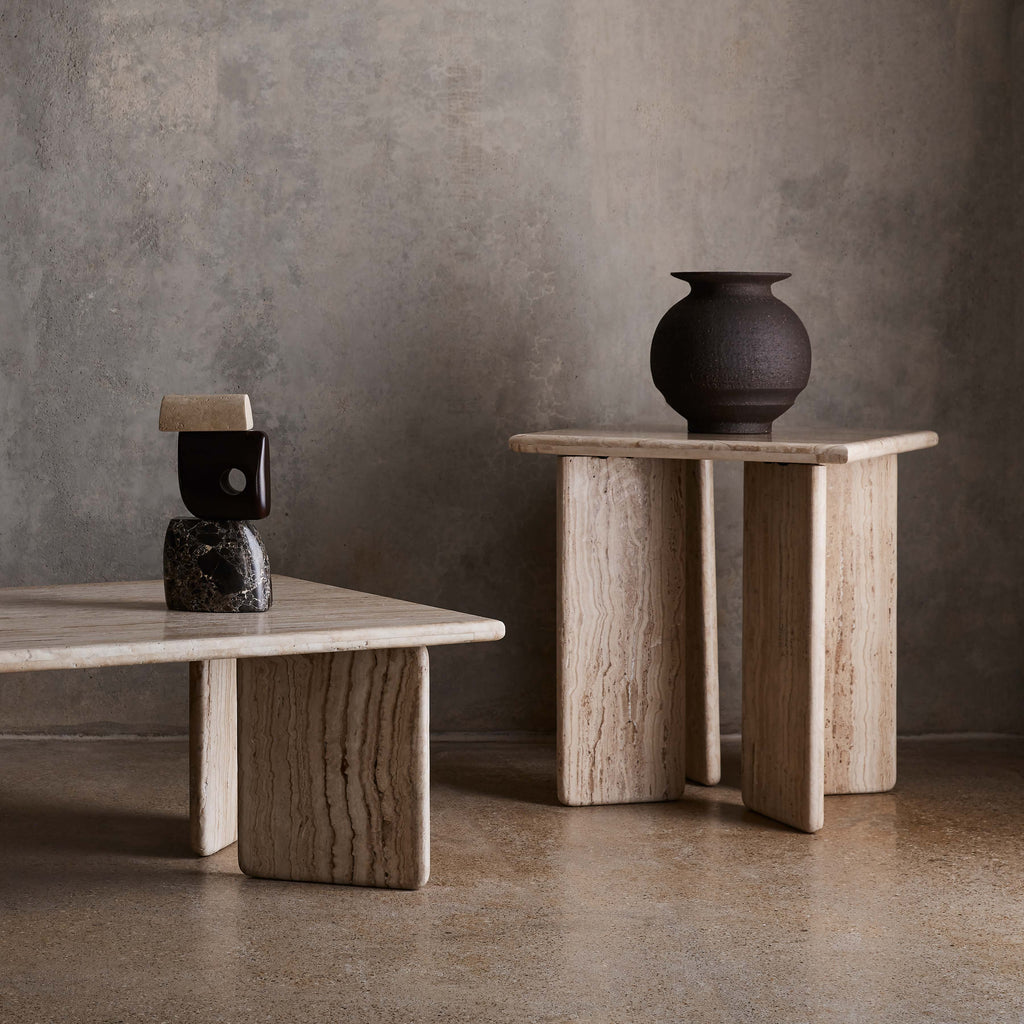 Amata Travertine Side Table - Image 2