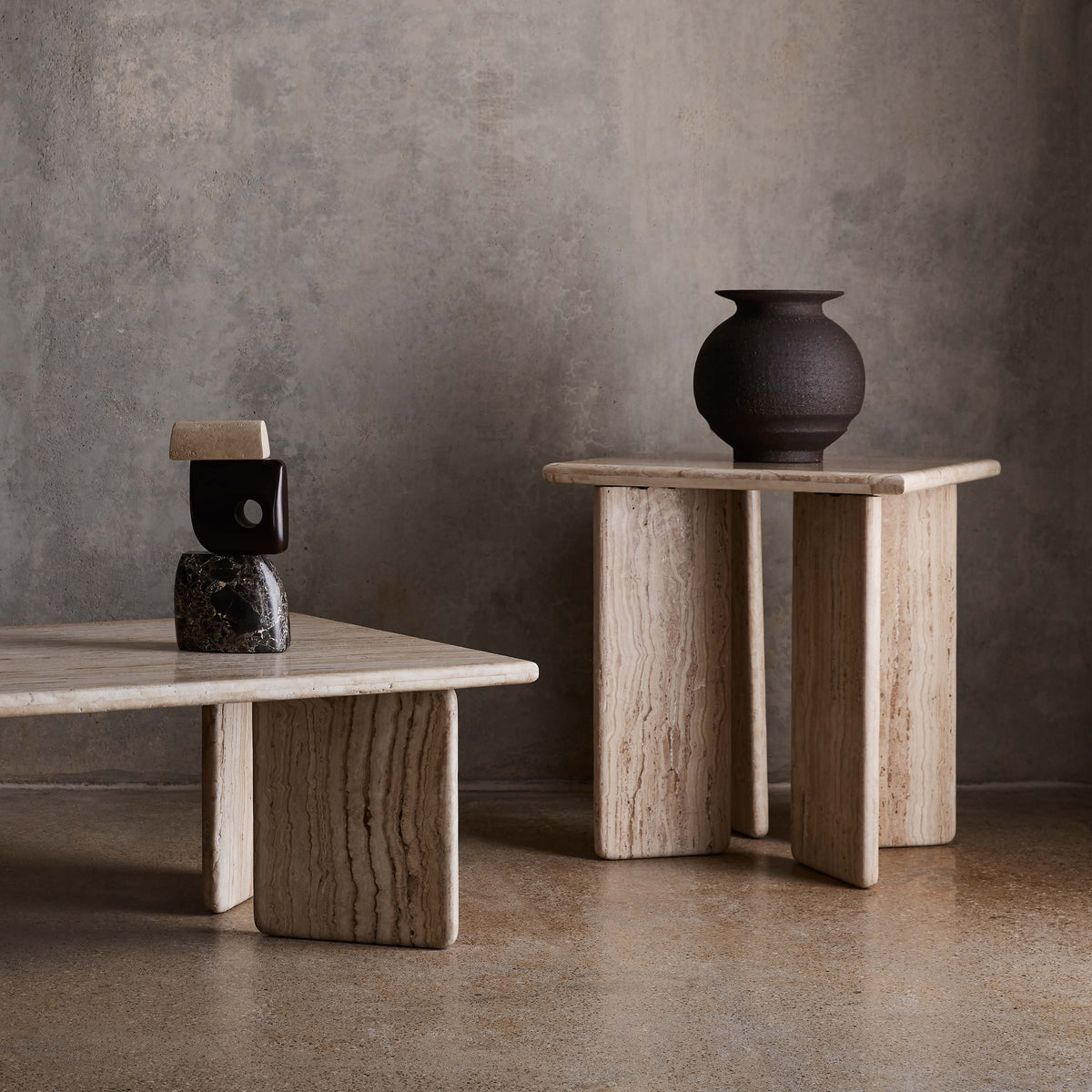Amata Travertine Side Table - Image 2