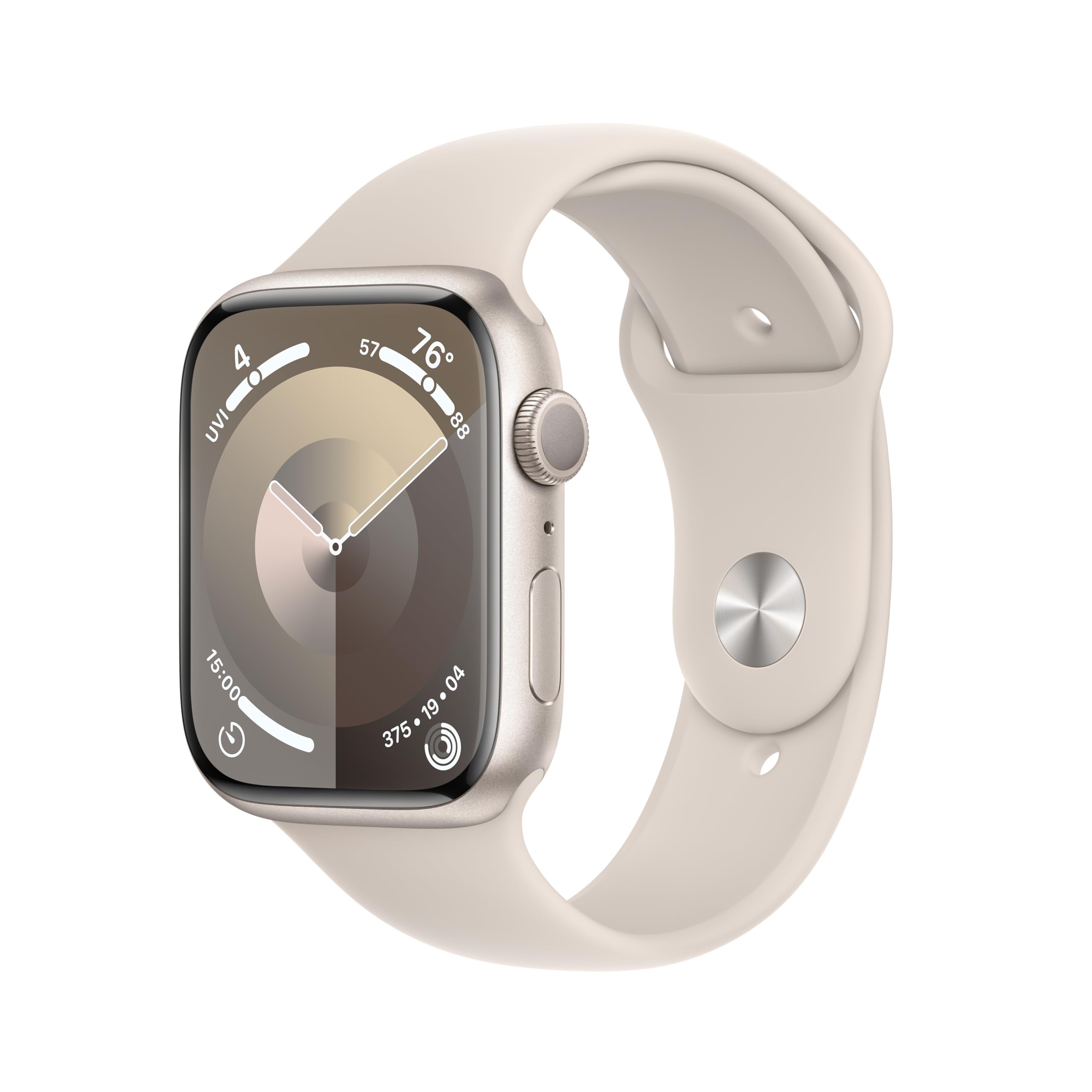 Apple Watch Series 9 [GPS 45mm] Smartwatch with Starlight Aluminum Case and Sport Band M/L - MR973LL/A
