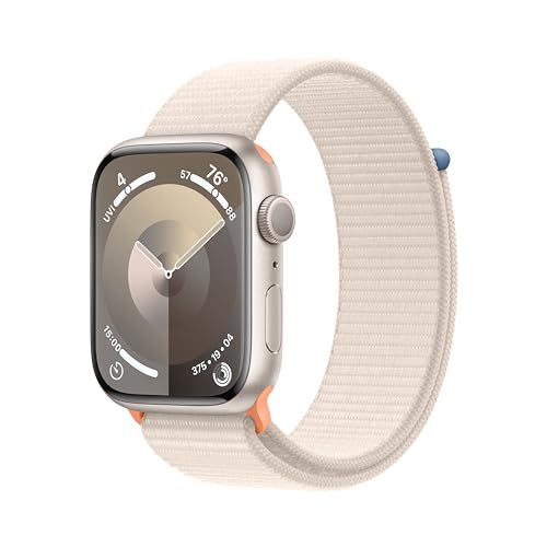 Apple Watch Series 9 (GPS) 45mm Starlight Aluminum Case & Sport Loop Band - MR983LW/A
