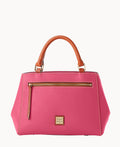 Pebble Grain Small Zip Satchel - Hot Pink