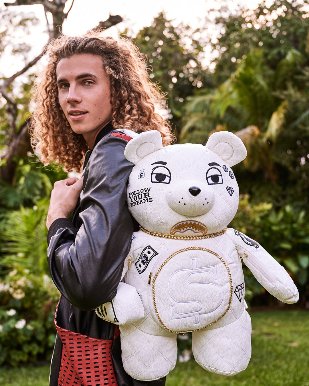 RIVIERA LE BLANC GOLD CHAIN MONEYBEAR TEDDYBEAR BACKPACK