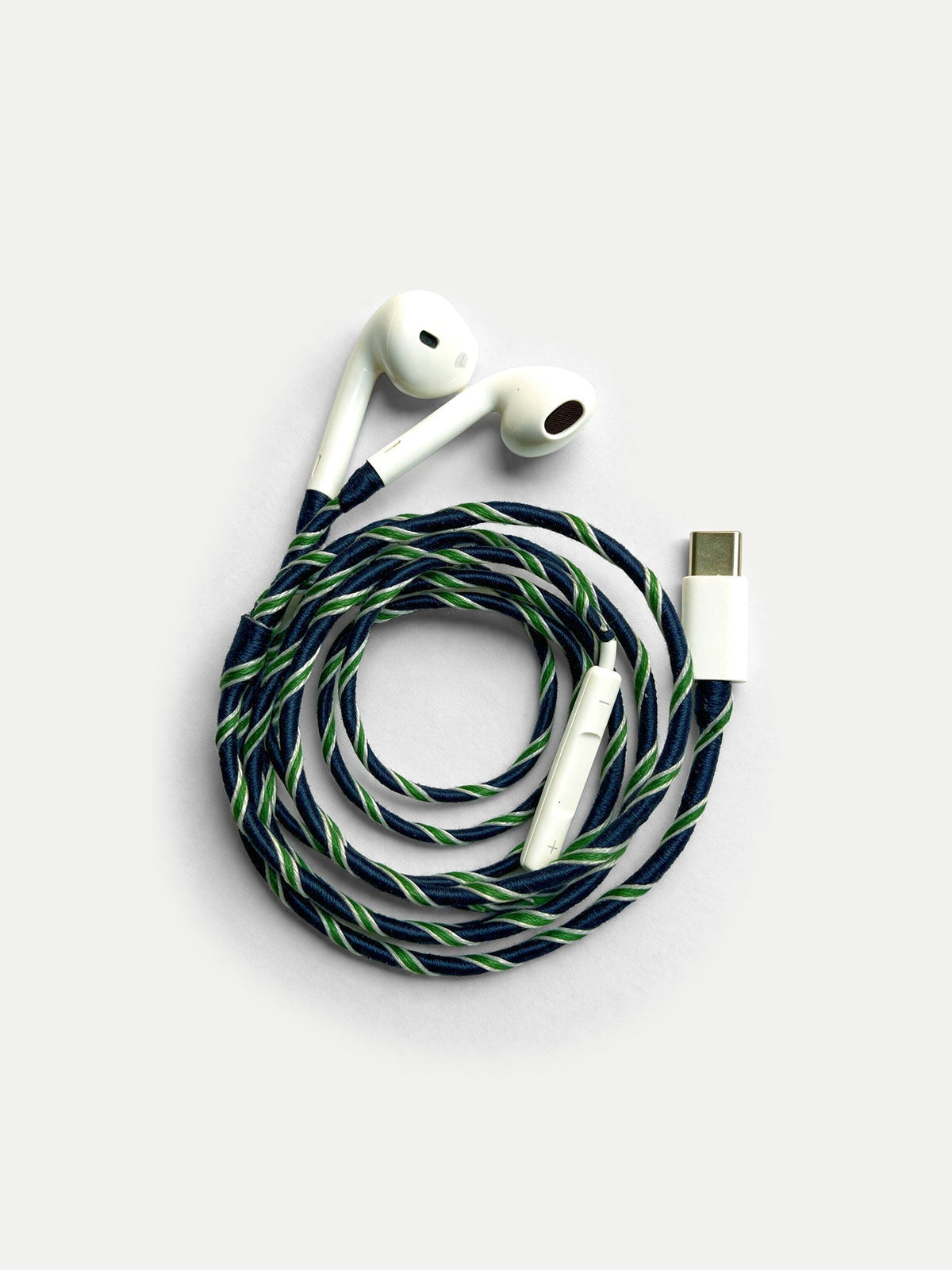 Blue Twist Hand-Wrapped Earphones