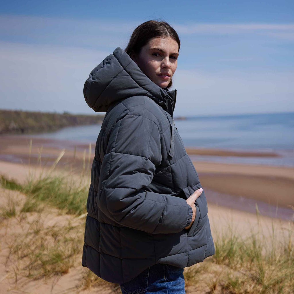 Else Womens Oversized Shower Resistant Heavy Padded Jacket - Washed Blue - Image 7